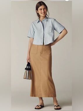 Maeve by Anthropologie Colette Linen Blend Maxi Skirt